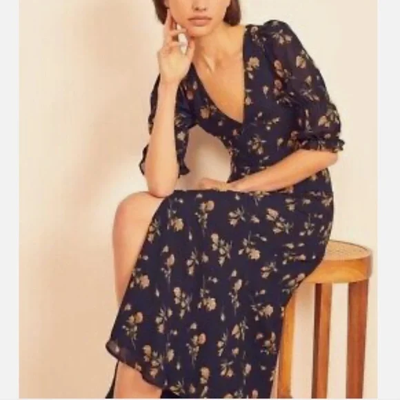 NWT Reformation Larchmont Floral Midi Dress in Parm Size 2 - Picture 2 of 10